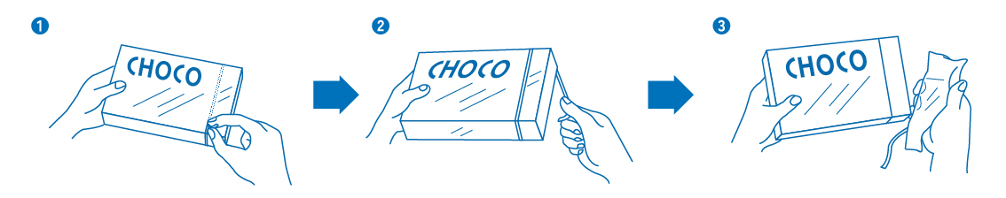 Opening of chocolate sweets packaging